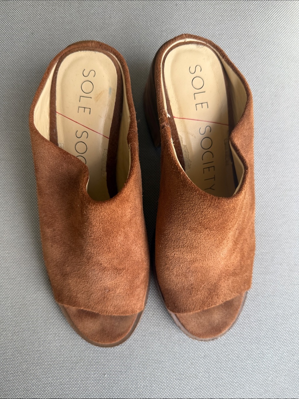 Sole Society Brown Suede Open-Toe Block Heel Mules - Picture 7 of 9